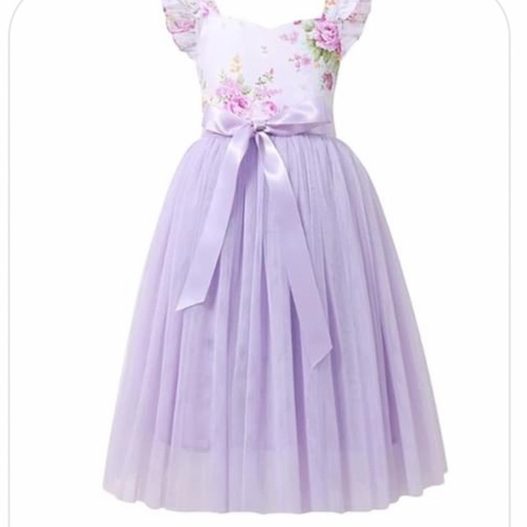 Flofallzique Other - Flofallzique Girls Tulle Dress Floral Summer Wedding Birthday Casual Toddler